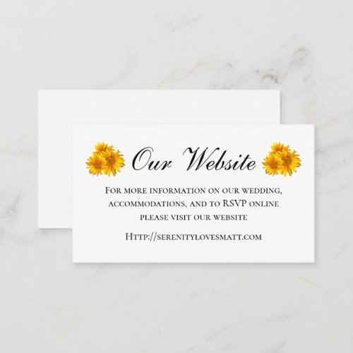 Country Sunflowers Yellow Floral Wedding Website Enclosure Card