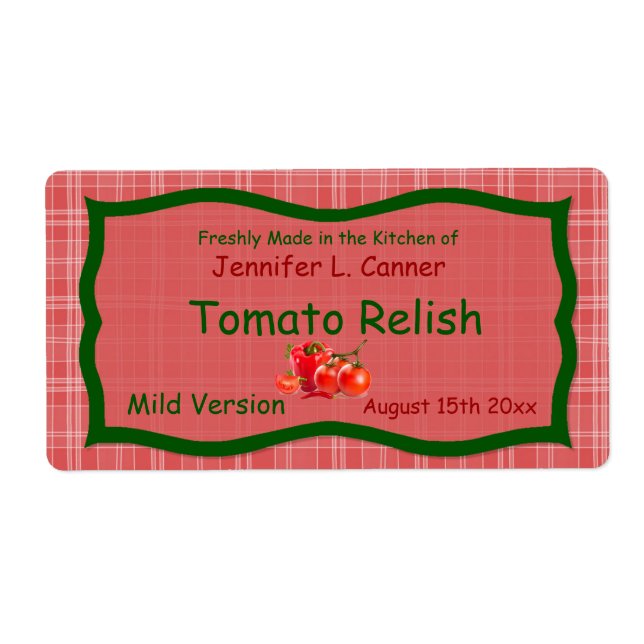 Country Sunglo Red Plaid with Tomatoes Food Label (Front)