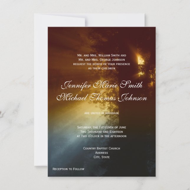 Country Sunrise Tree Silhouette Wedding Invitation (Front)