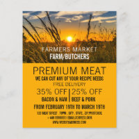 Country Sunset, Farmer & Butcher Advertising Flyer