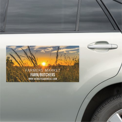 Country Sunset Farmer  Butcher Car Magnet
