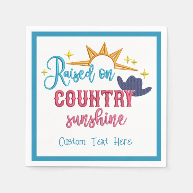 Country Sunshine Quote Western Cowboy Hat  Napkins (Front)
