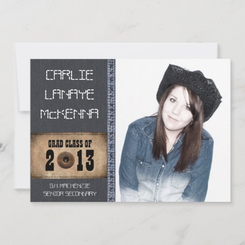 Country Sweetheart Girl Grad Denim Jean Style Invite