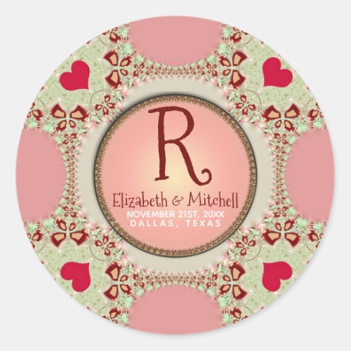 Country Sweethearts Monogram Classic Round Sticker