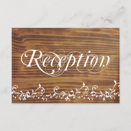 Country Swirl Rustic Wood Wedding Reception Cards