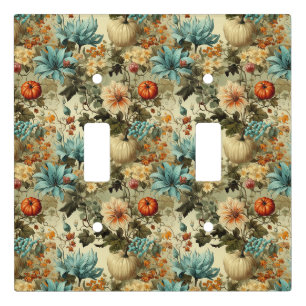 Country Teal Pumpkin Floral Vintage Light Switch Cover