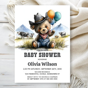 Country Teddy Bear Baby Shower Invitation