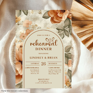 Country Terracotta Beige Sage Watercolor Rehearsal Invitation