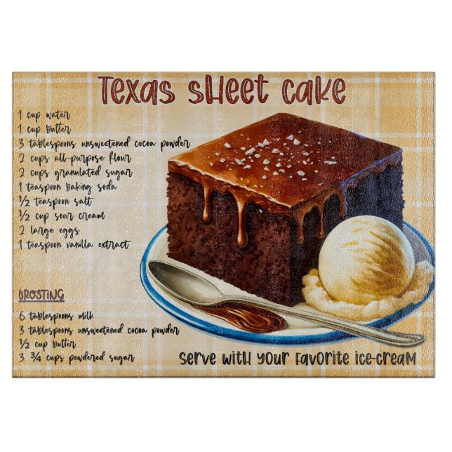 Country Texas Sheet Cake Recipe Cutting Board (Front)