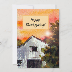 Country Thanksgiving Invitation Flat Note Card