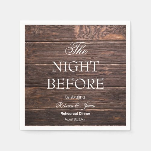 Country The Night Before Rehearsal Dinner Rustic  Napkins