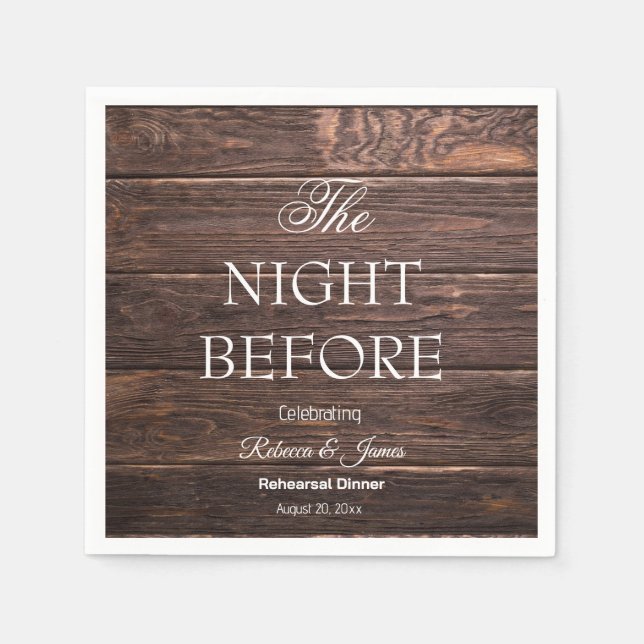 Country The Night Before Rehearsal Dinner Rustic  Napkins (Front)