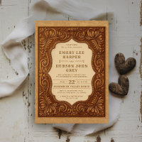 Country Tooled Leather Western Barn Rustic Wedding