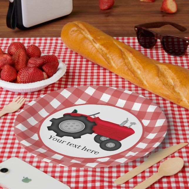 Country Tractor party add text Paper Plates (Picnic)