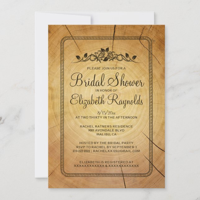 Country Tree Ring Bridal Shower Invitations (Front)