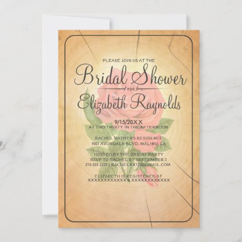 Country Tree Rings Bridal Shower Invitations