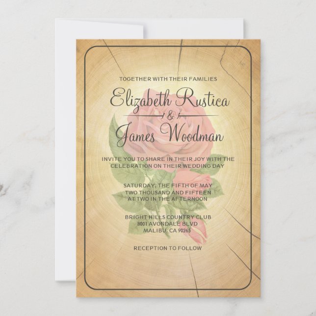 Country Tree Rings Wedding Invitations (Front)