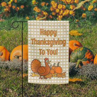 Country Turkey Pumpkins Happy Thanksgiving! Garden Flag