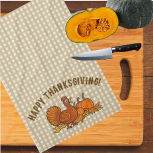 Country Turkey Pumpkins Happy Thanksgiving! Kitchen Towel