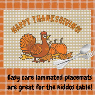 Country Turkey Pumpkins Happy Thanksgiving! Placemat