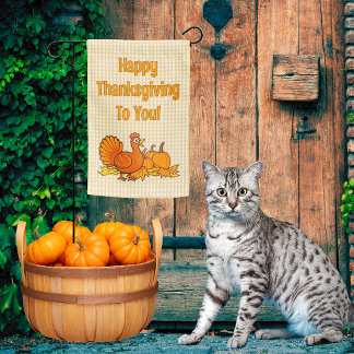 Country Turkey Pumpkins Happy Thanksgiving To You Garden Flag