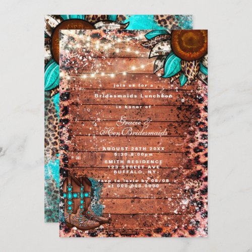 Country Turquoise  Bridesmaids Luncheon Invitation