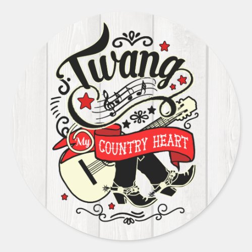 Country Twang RedBlack ID464 Classic Round Sticker