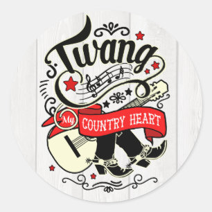 Country Twang Red/Black ID464 Classic Round Sticker