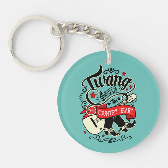 Country Twang Red/Black ID464 Keychain (Front)