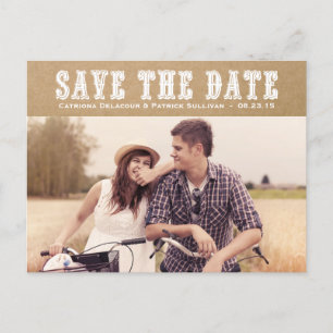 Country Typography Vintage Save the Date Postcard