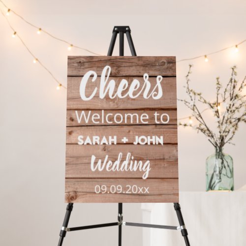 Country Unique Rustic Wooden Cheers Wedding  Foam Board