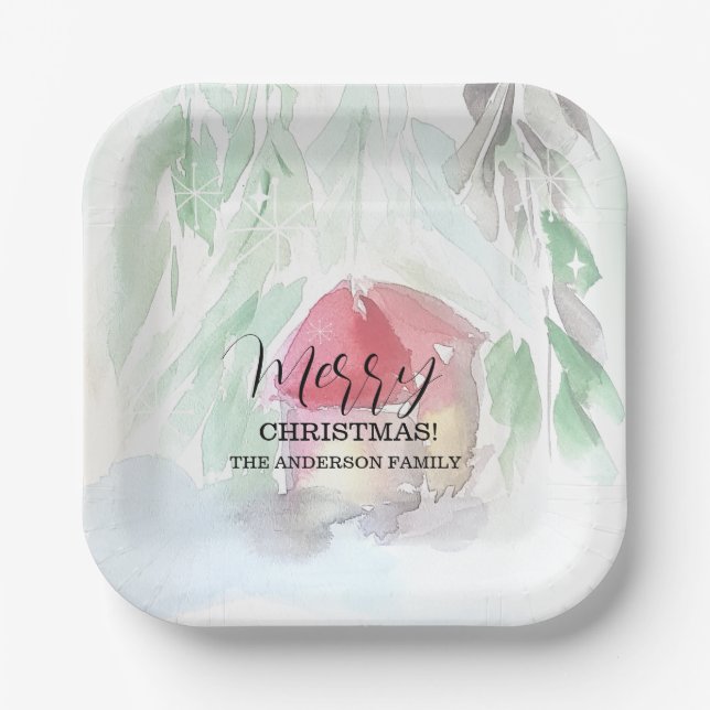 Country Village White Christmas Paper Plates (Front)