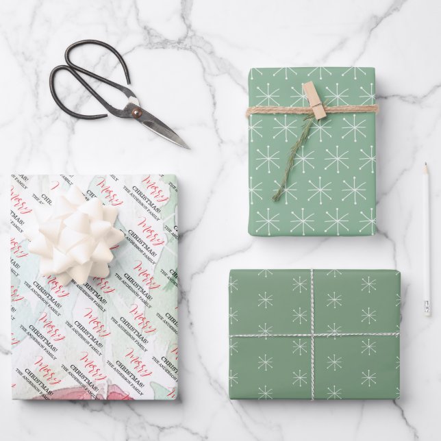 Country Village White Christmas Wrapping Paper Sheets (Front)