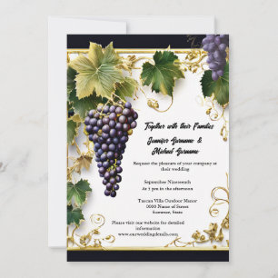 Country vineyard grape vine greenery tuscan invitation