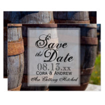 Country Vineyard & Rustic Wine Barrel Wedding Invitation