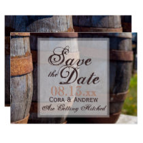 Country Vineyard & Rustic Wine Barrel Wedding Invitation