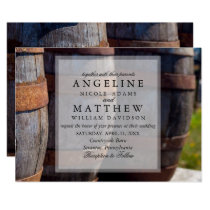 Country Vineyard & Rustic Wine Barrel Wedding Invitation