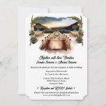 Country vineyard watercolor dining wedding arch invitation