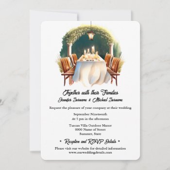 Country Vineyard Watercolor Dining Wedding Arch Invitation by mensgifts at Zazzle