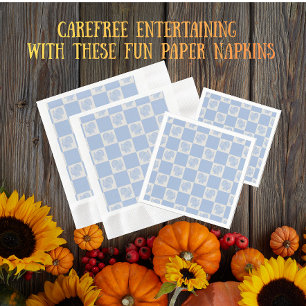 Country Vintage Blue White Thanksgiving Turkeys Napkins