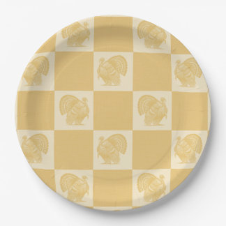 Country Vintage Distressed Gold White Turkeys Paper Plates