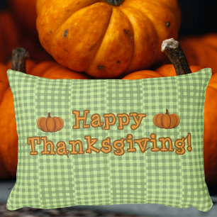 Country Vintage Green Cream Pumpkin Personalized Accent Pillow