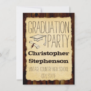 Country Vintage Parchment Graduation Party Invitation