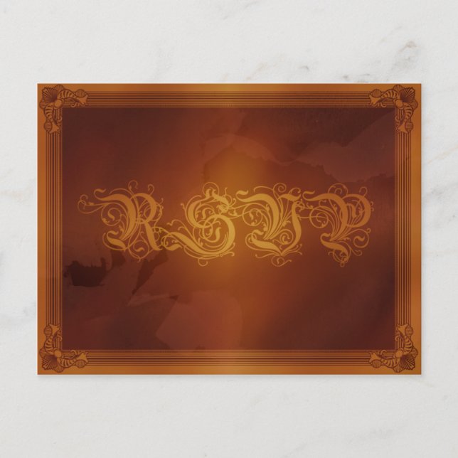 Country Vintage Rich Brown RSVP Postcard (Front)