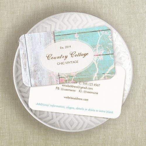 Country Vintage Shabby Rustic Wood Chic Boutique Business Card