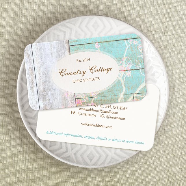 Country Vintage Shabby Rustic Wood Chic Boutique Business Card (Creator Uploaded)