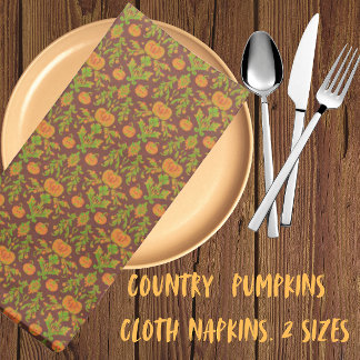 Country Vintage Style Autumn Pumpkin Cloth Napkin
