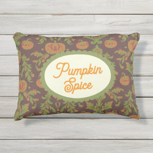 Country Vintage Style Autumn Pumpkin Spice Porch Outdoor Pillow