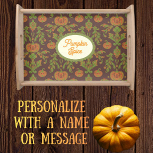 Country Vintage Style Autumn Pumpkin Spice Serving Tray