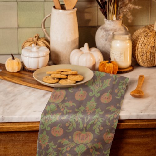 Country Vintage Style Autumn Pumpkins Kitchen Towel